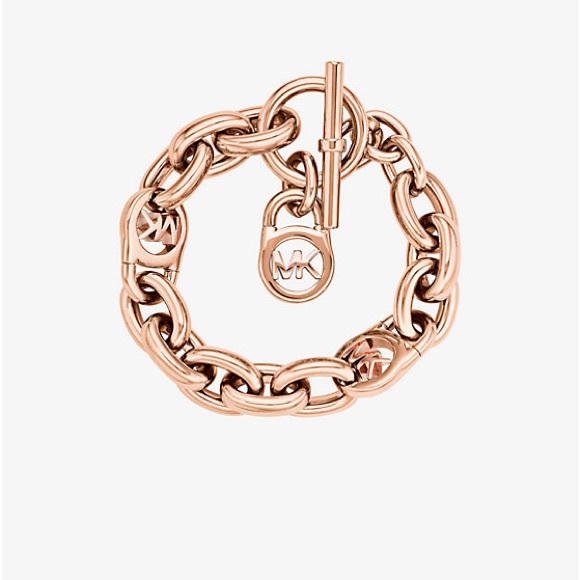 MICHAEL Michael Kors Jewelry - Michael Kors Rose Gold-Tone Chain-Link Padlock Bracelet
